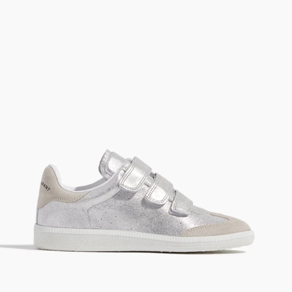 Isabel Marant Beth Sneaker in Metallic Silver Leather sz 39 New in Box - Picture 1 of 9